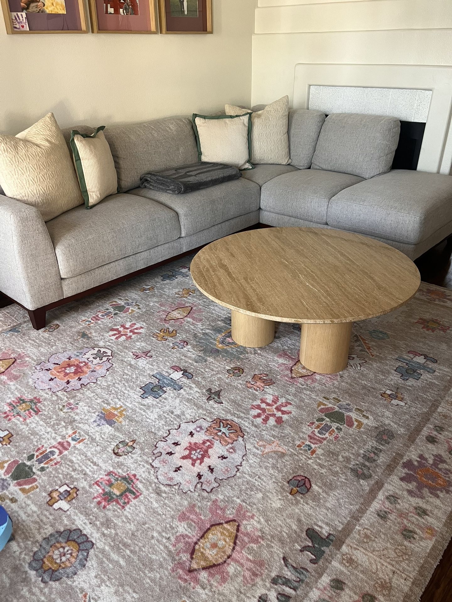 Living spaces Grey p Shaped Couch