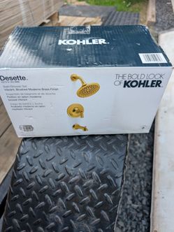 KOHLER Desette Vibrant Brushed Moderne Brass 1-handle Multi-function 6.47-in Round Bathtub and shower Faucet ( Valve Included )