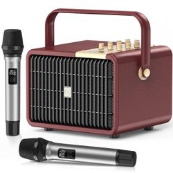 Portable Karaoke Speaker with Two Wireless Microphones NEW