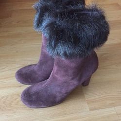 Sam and Libby Purple boots with faux fur. Size 7. Only worn once.
