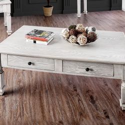 Brand New Antique White 4pc Coffee Table Set