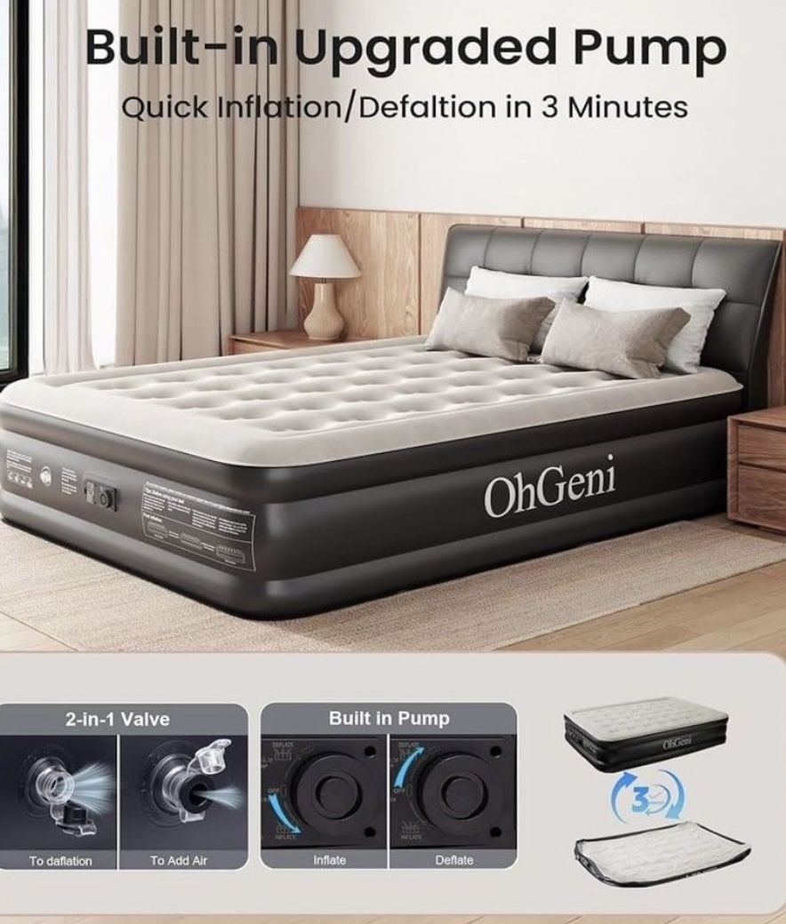 OhGeni Queen Air Mattress with Built in Pump