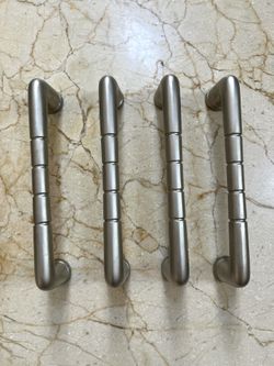 Satin Nickel Striped Cabinet Pulls- Set of 4