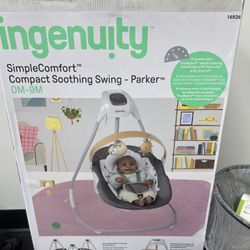 Ingenuity SimpleComfort Compact Soothing Swing, Rotating Toy Bar