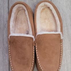 Mens Moccasin House Slippers Indoor Outdoor Warm Plush Fuzzy Memory Foam US 11