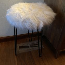Faux sheepskin stool