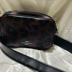 Brown Black Leopard Coach Purse 