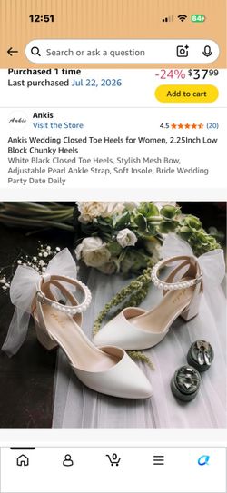 Ankis Women's Wedding Closed Toe Block Heels