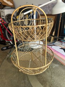 Gold Fruit Basket Stand