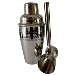 Grey Goose Vodka Cocktail Martini Shaker Stainless Steel 3 Piece 10 oz w/ Jigger