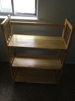 Wood Folding 3-Tier Bookcase Shelf