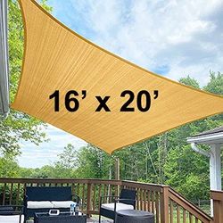 (New in box) $50 Rectangle 16x20’ XL Sun Shade Sail Outdoor Canopy Top Cover 175gsm w/ Ropes (Beige, Gray, Black)