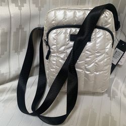 Metallic White Puff Crossbody Bag TAHARI brand