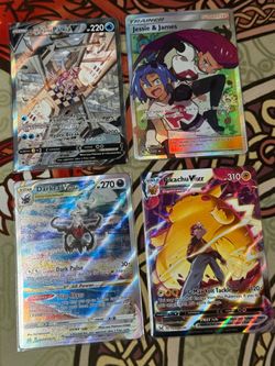 darkrai vstar, palkia v, pikachu vmax, jessie and james pokemon cards nm