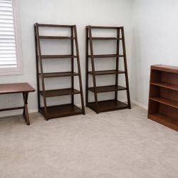 Wood Bookshelf Desk Furniture Set 