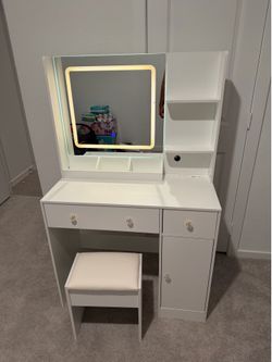 White modern vanity