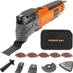 Oscillating Tool, 4.2 Amp Oscillating Multitool Kit with 5° Oscillation Angle, 6 Variable Speed, 31pcs Saw Accessories, Auxiliary Handle and Carrying 