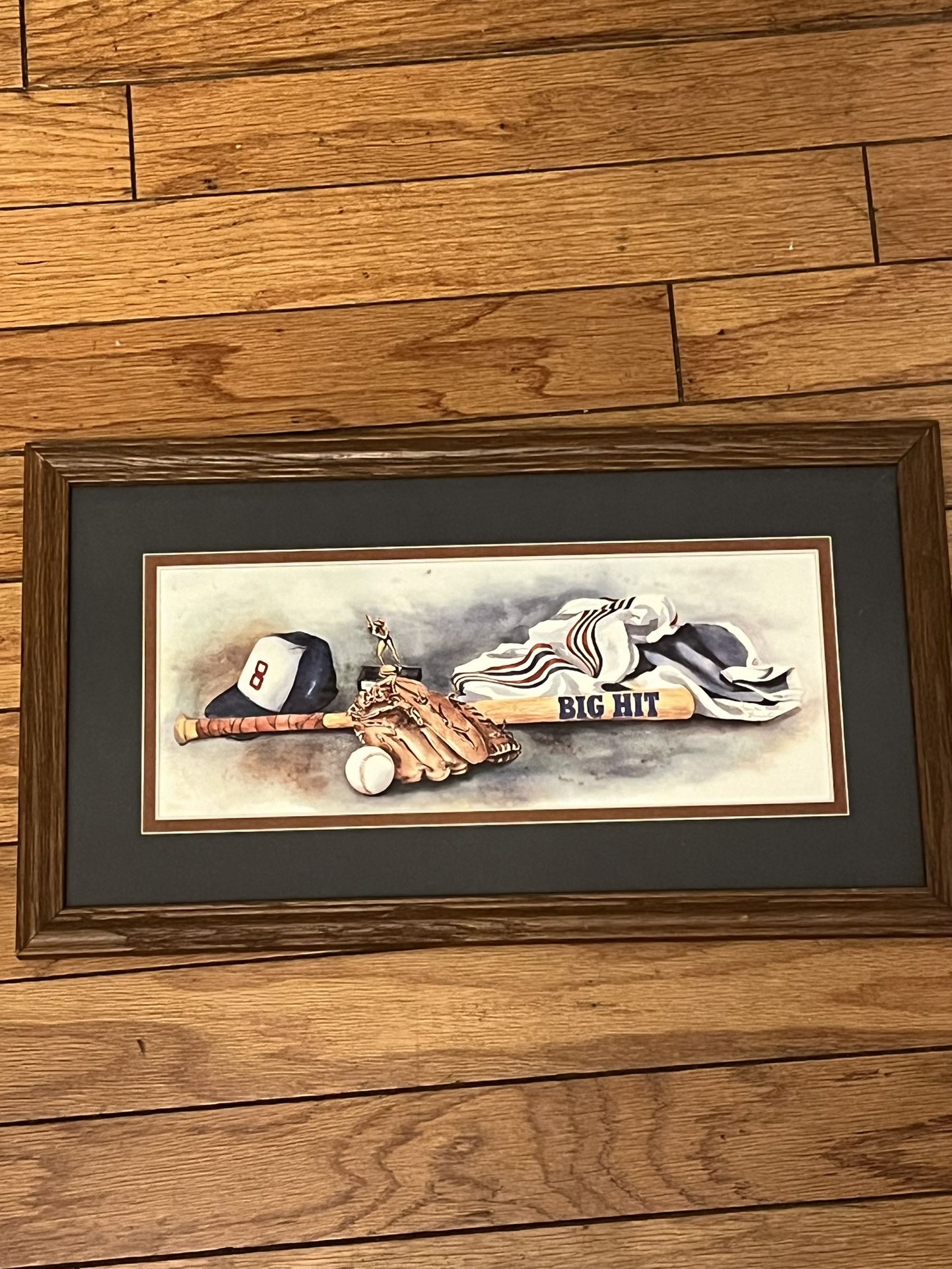Wooden Frame Baseball Print