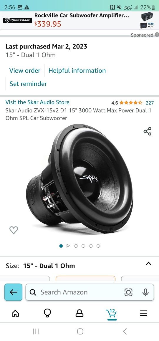 15in Skar Subwoofers, 1 Box. 7500w Amp