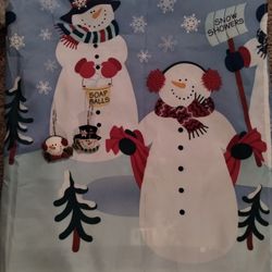 Snowman Shower Curtain, Hangers & Tooth Brush Holder, Soap Holder