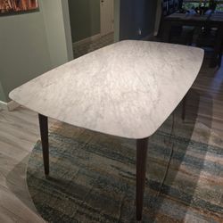 Castlery brand, Kelsey Marble Dining Table 63", Walnut Stain