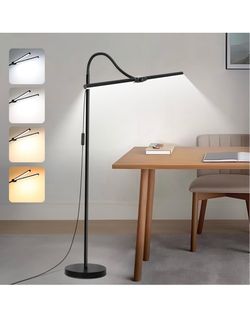 Black LED Floor Lamp with Flexible Gooseneck Arm