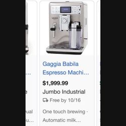 LOW PRICE MOVING- $2k + TAX RETAIL  Gaggia Babila SUPER AUTOMATIC EXPRESSO MACHINE 