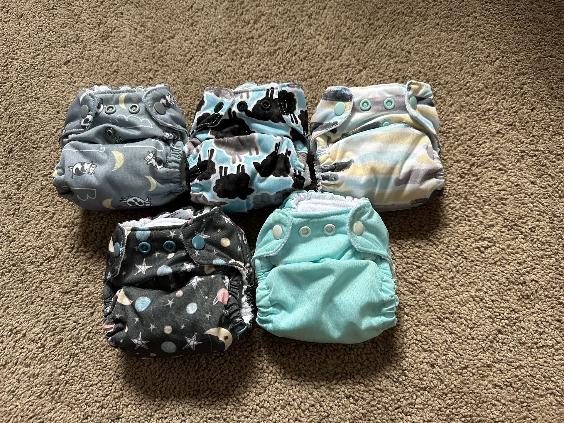 5 x newborn thirsties AIO cloth diapers