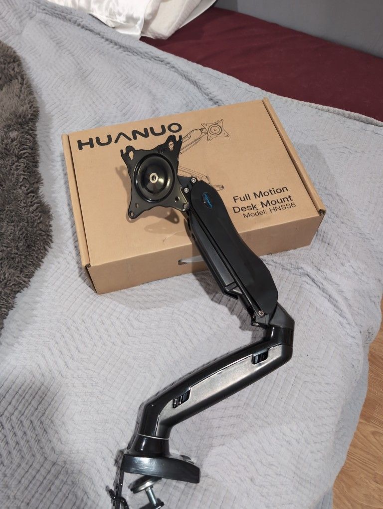 HUANUO Single Monitor Mount, 13 to 32 Inch Gas Monitor Arm, Adjustable Stand, Vesa Mount with Clamp and Grommet Base Fits 4.4 to 19.8bs LCD Monitor