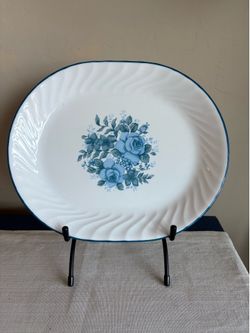 Vtg Corelle "Blue Velvet" 12-inchOval Serving Platter.