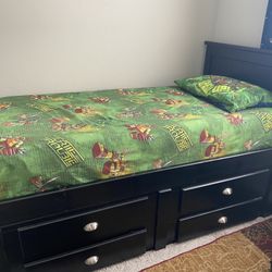 Twin Bed With Mattress And Drawers