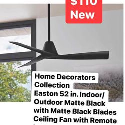 Home Decorators Collection Easton 52 in. Indoor/ Outdoor Matte Black with Matte Black Blades Ceiling
