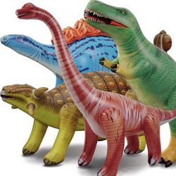 4Pack Jurassic Inflatable Dinosaur Party Supplies Birthday Decorations Balloon Dinosaur Birthday Party Supplies Blow up 3-5-12th Kids Toys(Tyrannosaur