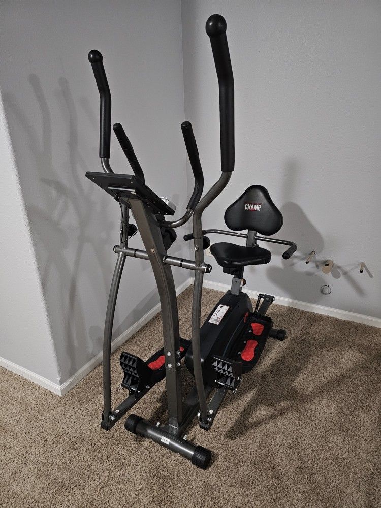 Body Champ 3-in-1 Exercise Machine, Trio Trainer, Elliptical and Upright Recumbent Bike