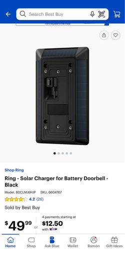 Ring Solar Charger for Battery Doorbell Black