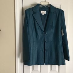 Woman’s Teal Leather Jacket