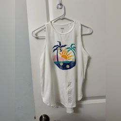 DSG Girls White Graphic Tank Top
