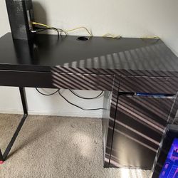 MICKE Desk, Black-brown