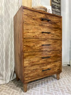 Modern Rustic Cypress Reclaimed Wood 5-Drawer Tall