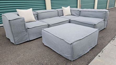 FREE DELIVERY!!! RH "Rowan" GRAY 4pc modular Sofa + Ottoman ($7.5K Retail...80% OFF!!!)