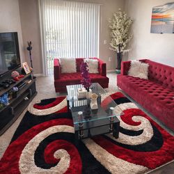 Modern Red velvet living room set