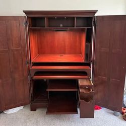 Over $2000 New! Solid Wood Closing Desk And Solid Wood Bookshelf