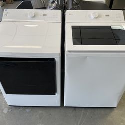 LG Top Load Washer With Agitator And Electric Dryer Set In White