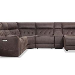 Dark  Brown Leather Sectional Couch
