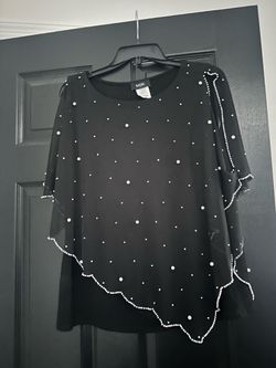 MSK Black Embellished Cape Blouse