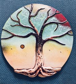 Dominique Blain Ceramic Sculpture Wall Plate "Tree Of Life” 2010. Artist Signed