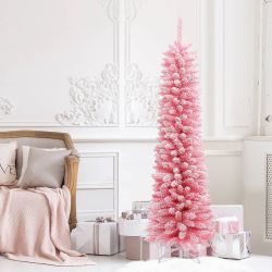 6Ft Pencil Slim Artificial Pink Christmas Tree ,AP1781