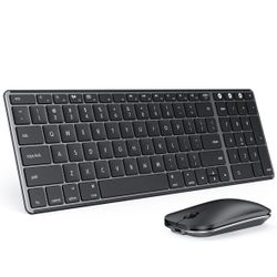 Wireless Bluetooth Keyboard and Mouse for Mac, Multi-Device Rechargeable Slim Keyboard and Mouse Stainless Steel Full Size, Compatible with MacBook Pr
