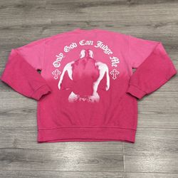 2pac “Only God Can Judge Me” Pink Tye Dye Fade Sweatshirt Women’s Size Small