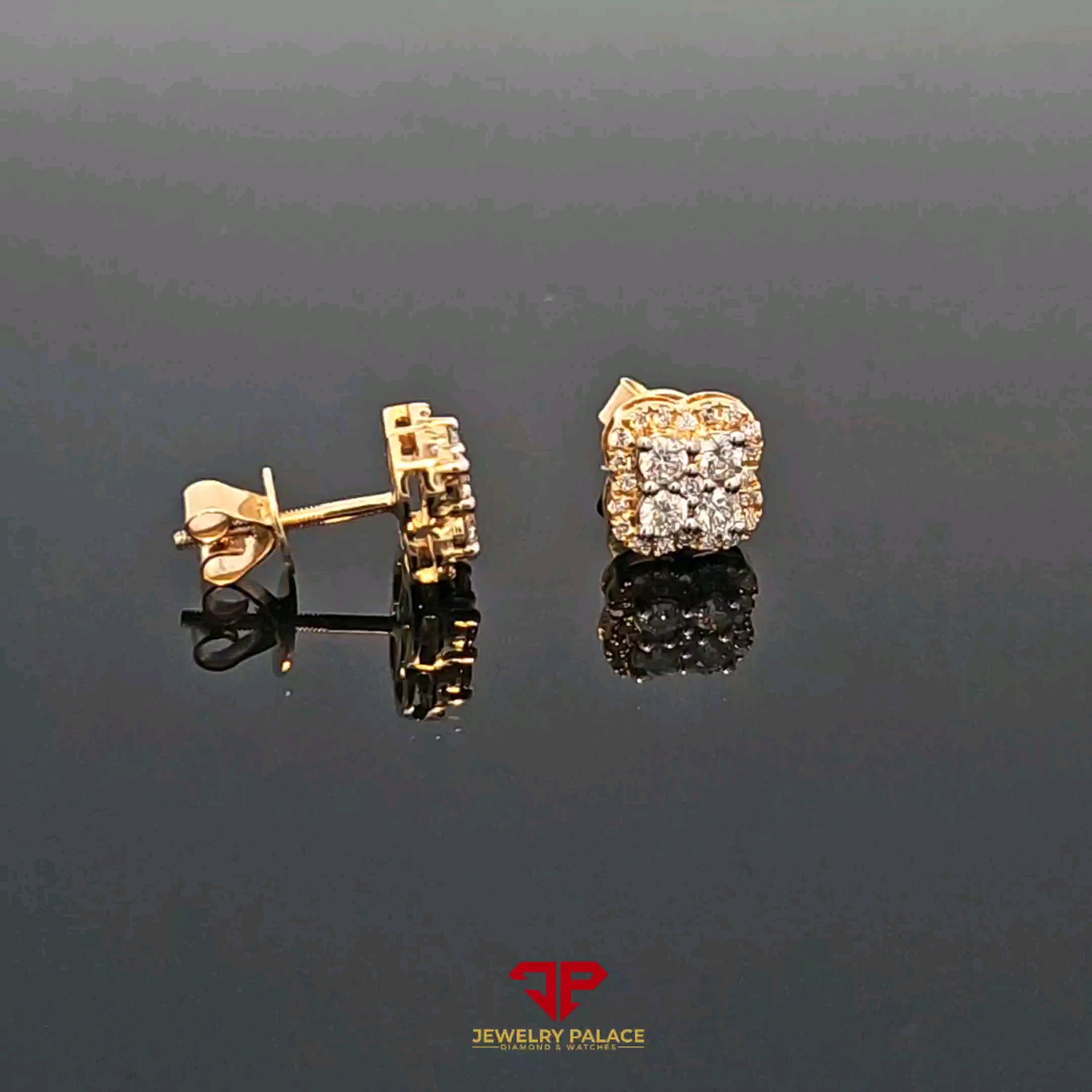 10K Gold and 0.69 CTW Diamond square earring